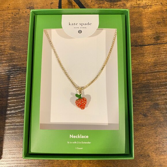 Kate Spade x Target Strawberry Charm Tennis Necklace - Picture 1 of 7